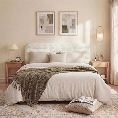 Seang King Size Upholstered Headboard, 24" Height Soft Breathable Corduroy Fabric Wall Mounted Headboards for Bedroom & Dorm, Modern Peel & Stick Bed Backboard, No Nails & No Assembly Required, Beige