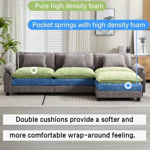 Oprisen 120" Modular Sectional Sofa, Comfy Deep Cloud Couch with Ottoman