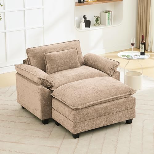 Oprisen 53" Modular Sectional Sofa, Comfy Deep Cloud Couch with Ottoman