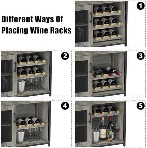 IDEALHOUSE Wine Bar Cabinet with Detachable Wine Rack and Storage Space