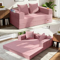 COMAX Boneless Futon Sofa Bed, 59" Small Low-Profile Floor Couch, Pink