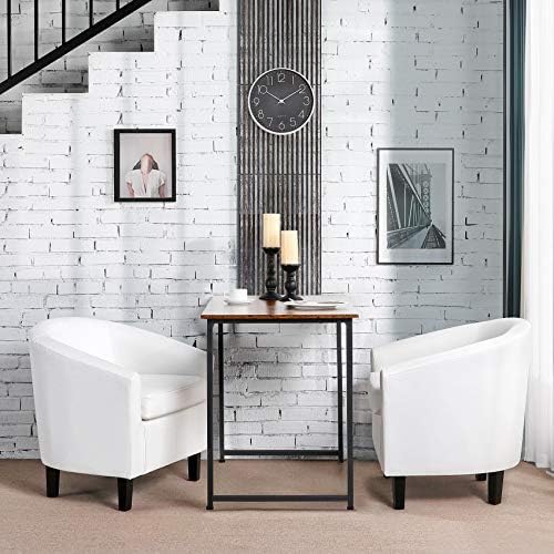 Topeakmart Faux Leather Accent Chair Set of 2, 300 lb Cap, White