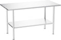 Atelicf NSF Stainless Steel Prep Table 30X60 inch, Rounded Flat Top