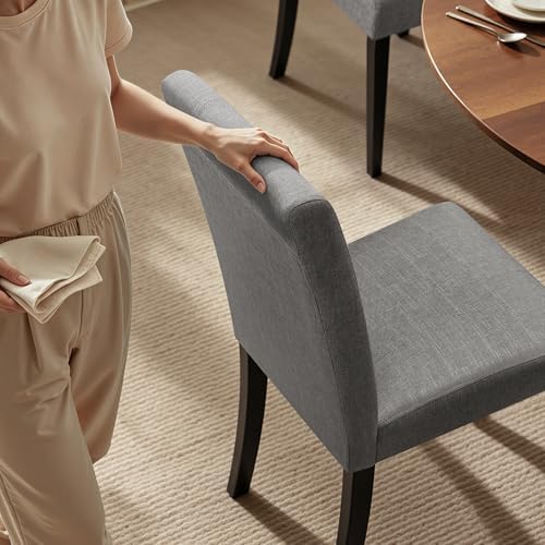 HOMYZOO Dining Chairs Set of 6, Upholstered Dining Room Chairs with Padded Seat & Solid Wood Legs, Modern Farmhouse Kitchen Chairs for Living Room/Restaurant/Cafe, Dark Gray