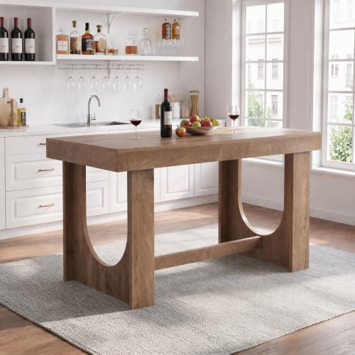 LITTLE TREE 63" Bar Table, Farmhouse Counter Height Table with Footrest