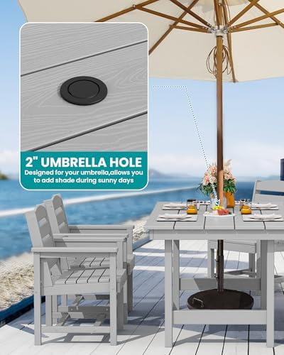 SERWALL 5 Pcs HDPE Patio Dining Set, Light Gray