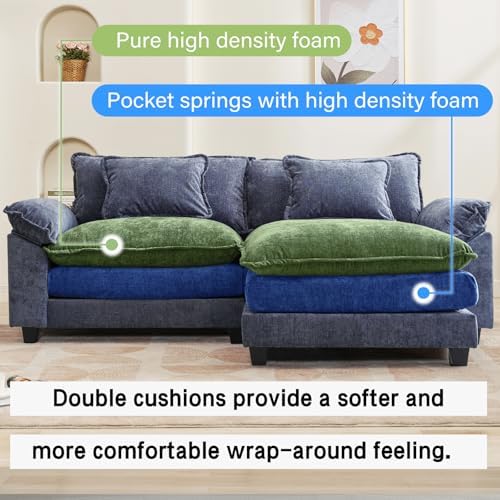 Oprisen 86" Modular Sectional Sofa, Comfy Deep Cloud Couch with Ottoman