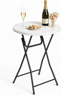 Folding Height Cocktail Table with Metal Legs 32'' Round Top for Small Spaces Bar Wedding Party Indoor Outdoor Use, White