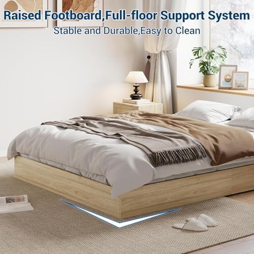 GarveeHome Wood Platform Bed Frame, Queen Bed Frame Without Headboard