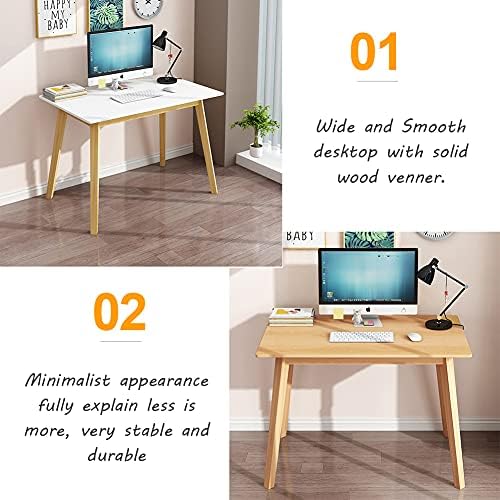 IOTXY Simple Wooden Writing Desk - 47" W PC Laptop Computer Table, Walnut