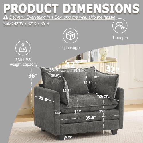 42" Modular Sectional Sofa, Cloud Couch Single-Seat Accent Chair