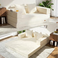 COMAX Boneless Futon Sofa Bed, 59" Small Low-Profile Floor Couch, Beige