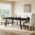 GarveeHome Industrial Dining Table for 6-8 People, 78.7" Long Large Kitchen Table with Sturdy Metal Frame, Rectangular Counter for Dinner, Kitchen, Dining Room (Black, 79" Non-extendable)