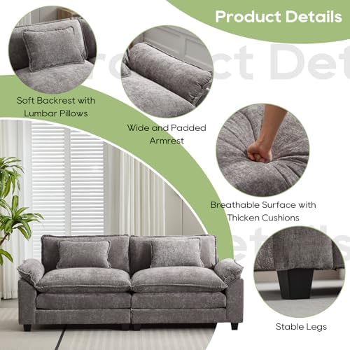 Oprisen 86" Modular Sectional Sofa, Comfy Loveseat Deep Cloud Couch