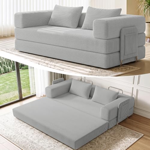 78" 5-in-1 Convertible Futon Sofa Bed, Boneless Couch for Living Room