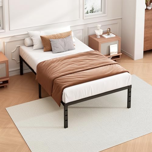 Hafenpo 18 Inch Twin Bed Frame, Under Bed Storage, Black