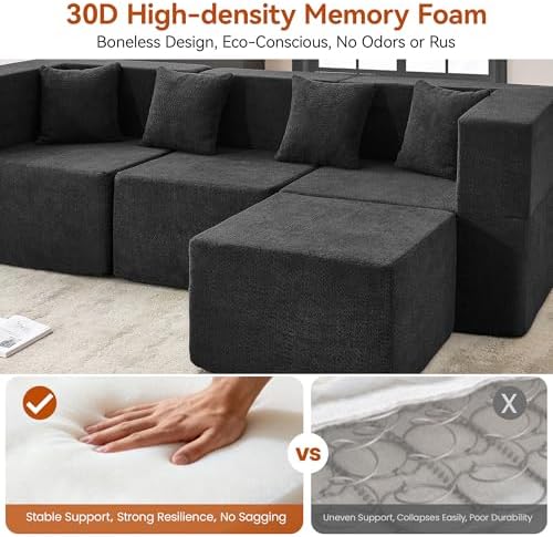 MONVANE Oversized U-Shaped 8 Seat Modular Sectional Sofa, Dark Grey