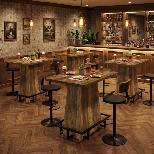 Tribesigns 47" Rustic Industrial Bar Table, Set of 4