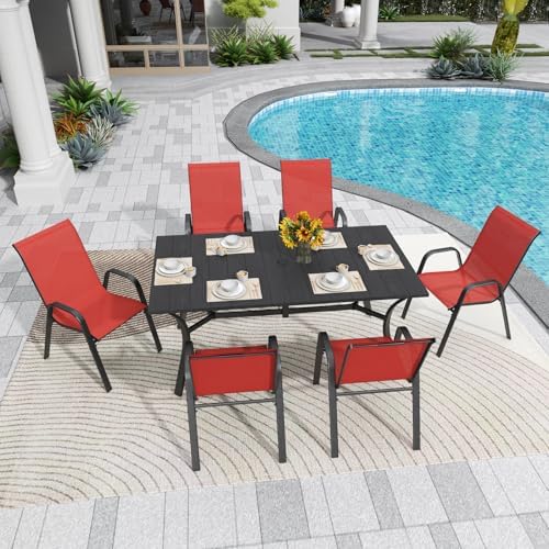 Stackable Patio Chairs Set of 8, Red