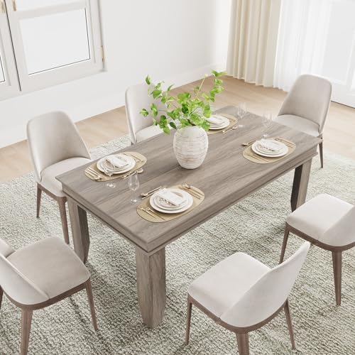 GarveeHome Farmhouse Dining Table for 4-6 People, 63" Long Kitchen Tables
