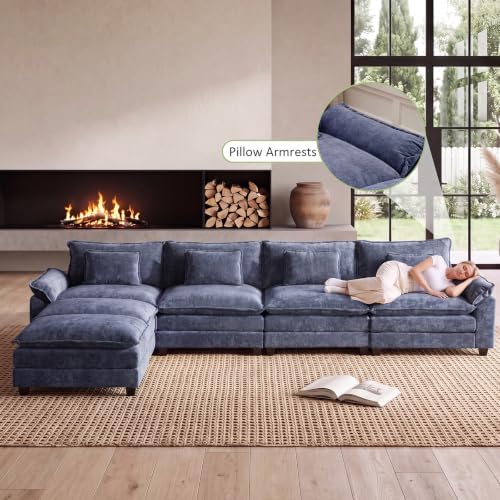 Oprisen 154" Modular Sectional Sofa, Comfy Deep Cloud Couch with Ottoman