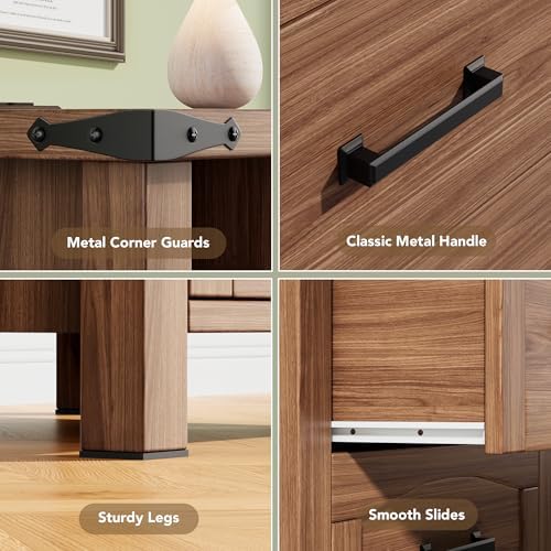 Decofy Farmhouse Nightstand Set of 2 with Charging Station, 2 Drawers
