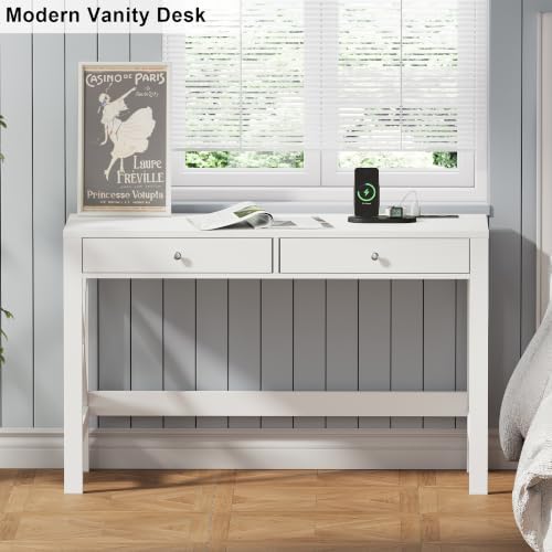 ChooChoo 47.24 Inches Farmhouse Computer Desk with 2 Drawers