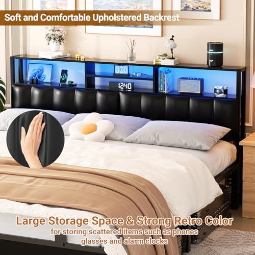 Aheaplus Headboard for King Size Bed with Storage, Upholstered Headboards