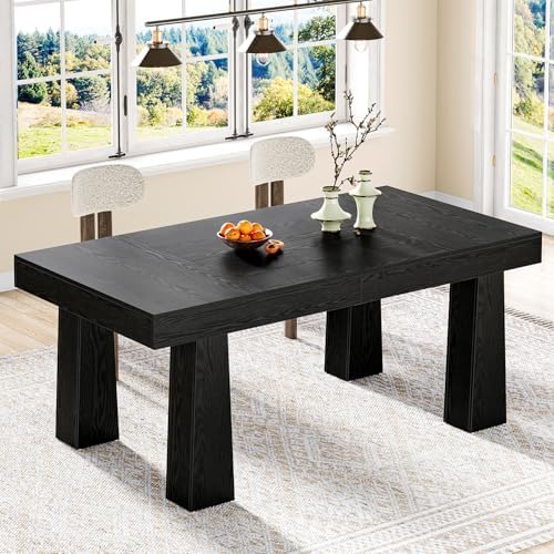 Tribesigns 63 Inch Dining Table for 4-6 People,Wooden Kitchen Table (Black)