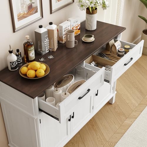 ONBRILL 55 Inch Buffet Cabinet with Storage, Off White