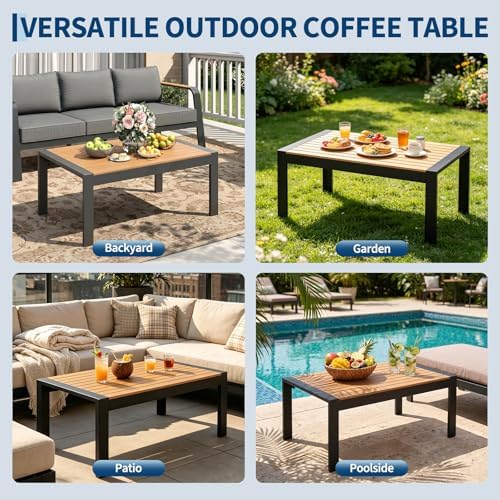 Garvee Outdoor Coffee Table, All-Weather Aluminum Patio Table
