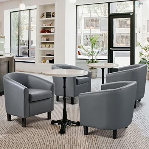 Topeakmart Faux Leather Accent Chair Set of 2, 300 lb Cap, Gray