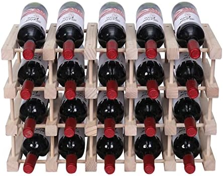 Wine Rack Small countertop Cabinet Stackable Storage Wooden freestanding Floor Wine Holder (20 Bottles)