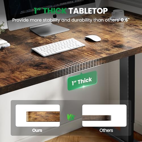 Brown 60x28 in Electric Standing Desk, 1 Inch Thick Tabletop
