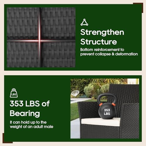 FDW 4-Piece Patio Furniture Set | Black | Outdoor Wicker Furniture