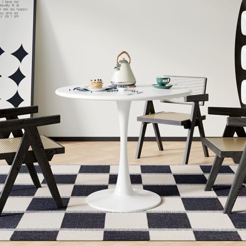 White Round Dining Table for 2 Person, 24 Inch Small Tulip Table
