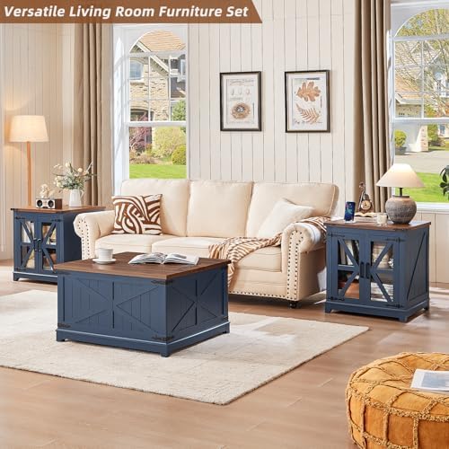 Joaxswe Farmhouse Coffee Table Set 3, End Table and Coffee Table