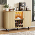 ONBRILL 55" Fluted Wine Bar Cabinet with LED Light Oak