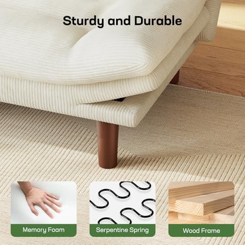 Marsail 66.02" Futon Sofa Bed, Convertible Couch & Sleeper Sofa, White