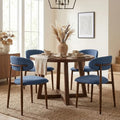 UVV Dining Chairs Set of 4, Metal Kitchen Chairs with Modern Fabric Upholstered for Dining Room, Navy Blue