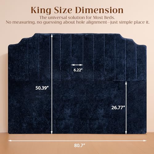 King Headboard, Blue Upholstered Headboard for Bed, No Assembly