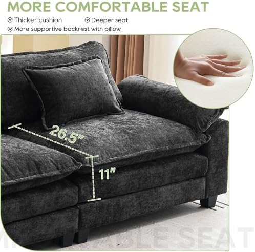 Oprisen 86" Modular Sectional Sofa, Comfy Deep Cloud Couch with Ottoman