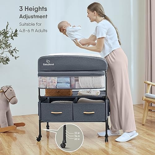 BabyBond Portable Baby Changing Table with 2 Storage Baskets (Grey)