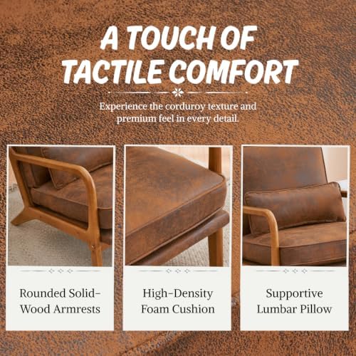 Karl home Mid-Century Modern Accent Reading Chair, Brown