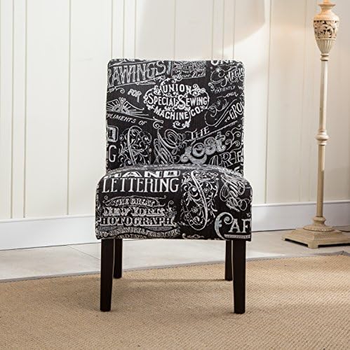 Roundhill Furniture Capa Print Fabric Armless Contemporary Accent Chair, Chalkboard Shadow