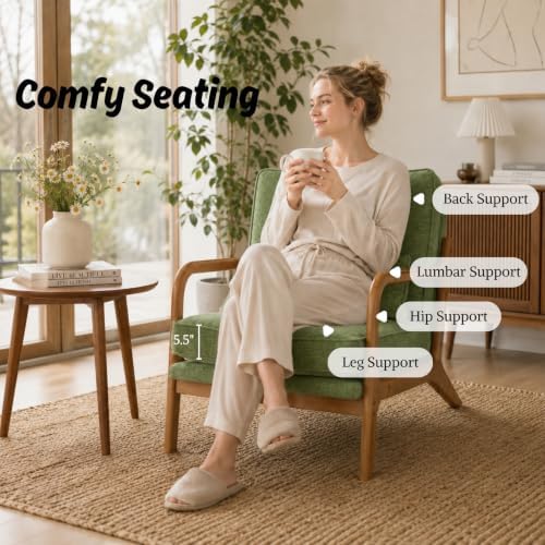 Karl home Mid-Century Modern Accent Reading Chair, Olive Green