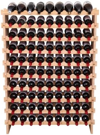 90 Bottle Stackable Storage Modular Wine Rack Cabinet Bamboo freestanding Floor Wine Holder Display Shelves