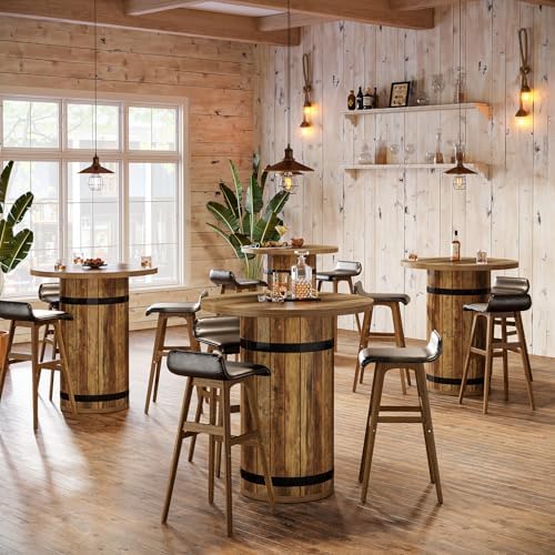 Tribesigns Round Bar Table, 39.4-Inch Bar Height, Bistro Pub Table