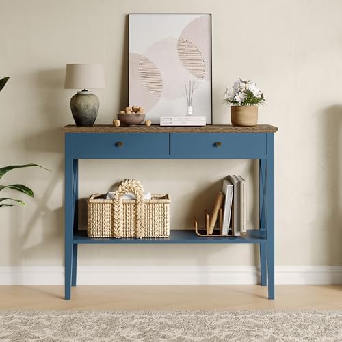 ChooChoo 39" Entryway Table with Drawers and Storage Shelf