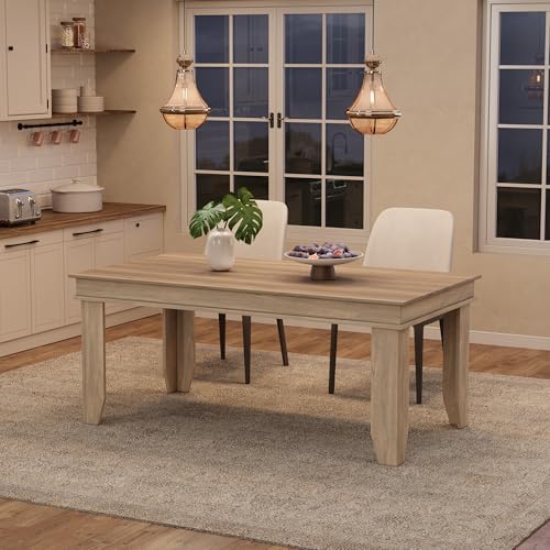 GarveeHome Farmhouse Dining Table for 4-6 People, 63" Long Kitchen Tables